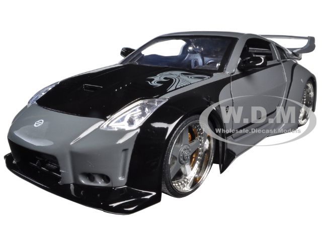 D.K.s Nissan 350Z Gray and Black with Graphics "Fast &amp; Furious" Movie 1/24 Diecast Model Car by Jada