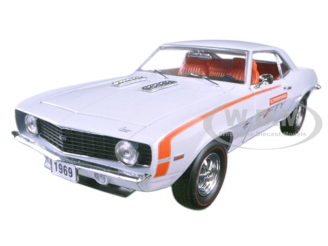 1969 Chevrolet Camaro Ss 396 Pearl White And Orange Stripes "camaro Fifty Years Anniversary" Limited Edition To 6000pcs 1/24 Diecast Model Car By M2
