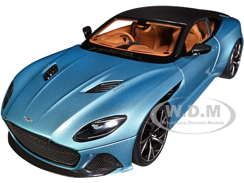 Aston Martin DBS Superleggera RHD (Right Hand Drive) Caribbean Pearl Blue with Carbon Top 1/18 Model Car by Autoart