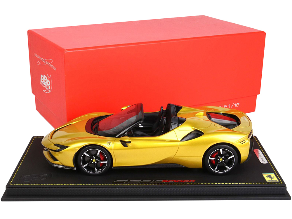 Ferrari SF90 Spider Convertible Giallo Montecarlo Yellow With DISPLAY CASE Limited Edition To 200 Pieces Worldwide 1/18 Model Car By BBR