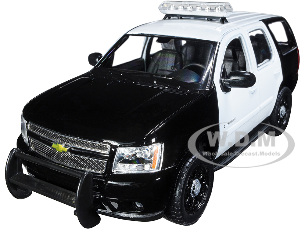 2008 Chevrolet Tahoe Unmarked Police Car Black and White 1/24 Diecast Model Car by Welly