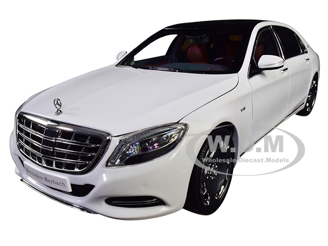 Image of 2016 Mercedes Benz Maybach S Class Diamond White with Black Top 1/18 Diecast Model Car by Almost Real