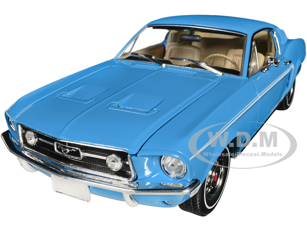 1968 Ford Mustang Fastback Sierra Blue Ford Rainbow Of Colors - West Coast USA Special Edition Mustang 1/18 Diecast Model Car by Greenlight