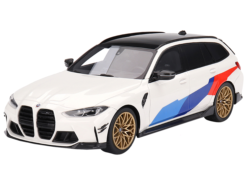 BMW M3 M-Performance Touring Alpine White with Graphics and Black Top 1/18 Model Car by Top Speed