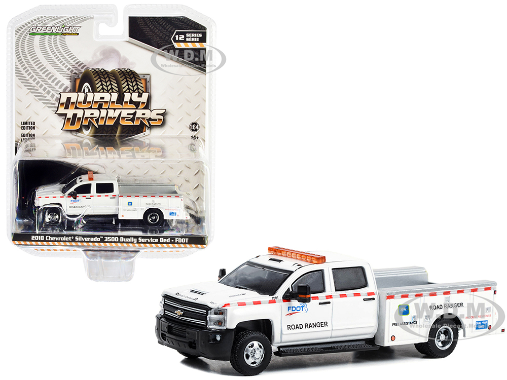 2018 Chevrolet Silverado 3500 Dually Service Truck White Florida Department of Transportation (FDOT) Road Ranger Dually Drivers Series 12 1/64 Diecast Model Car by Greenlight