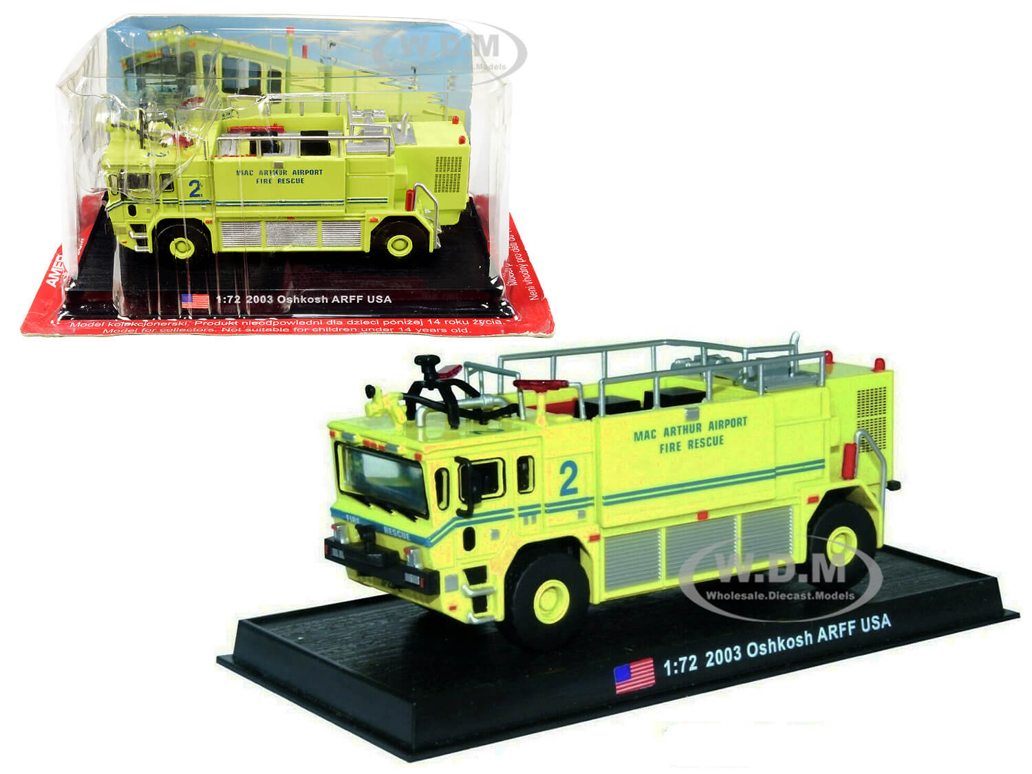 2003 Oshkosh Arff Fire Rescue Engine "long Island Mac Arthur Airport" (ronkonkoma New York) 1/72 Diecast Model By Amercom