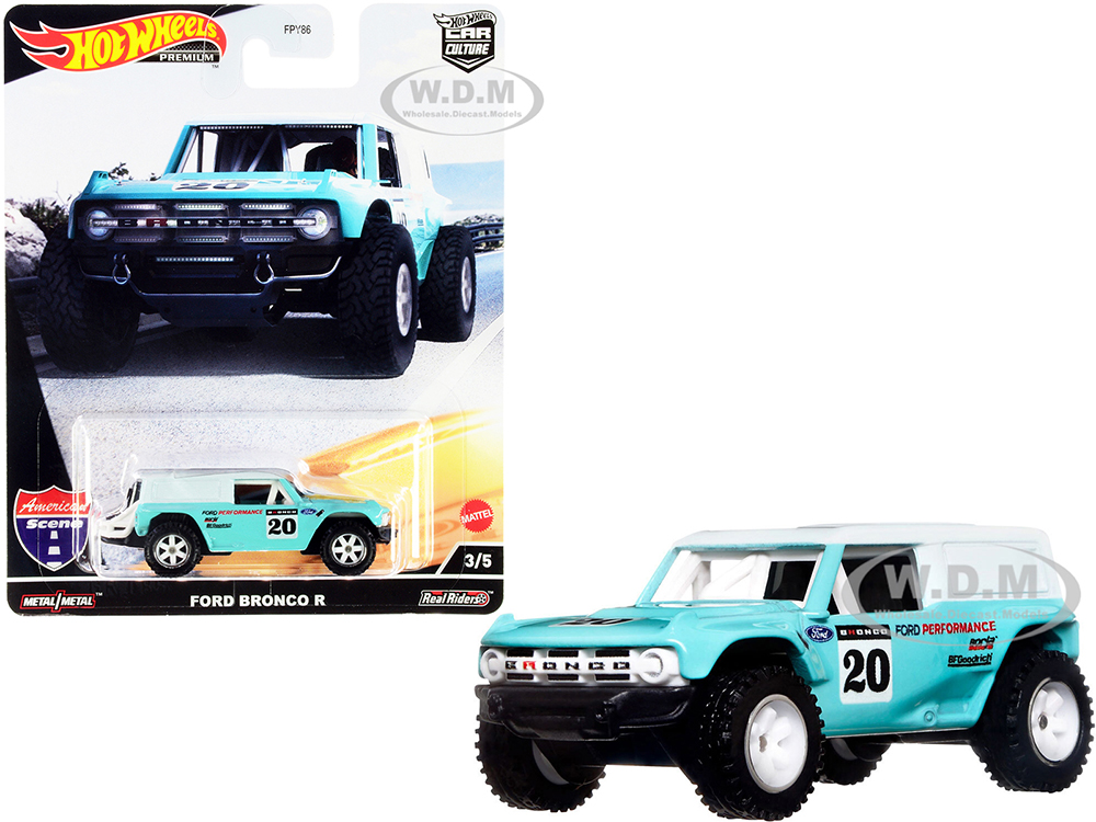 Ford Bronco R 20 Turquoise with White Top "American Scene" "Car Culture" Series Diecast Model Car by Hot Wheels