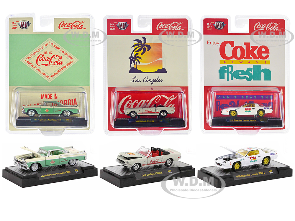 Coca-Cola Set Of 3 Pieces Release 29 Limited Edition To 5250 Pieces Worldwide 1/64 Diecast Model Cars By M2 Machines