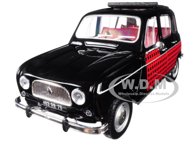 1964 Renault 4 Parisienne Black With Red 1/18 Diecast Model Car By Norev