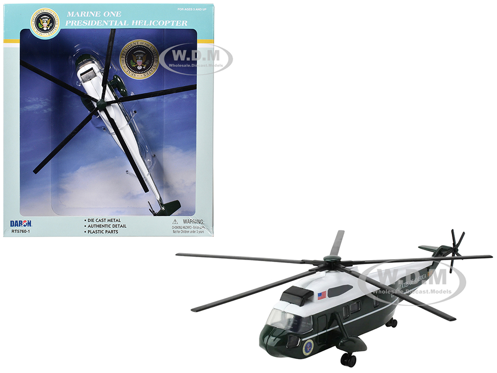 Marine One Presidential Helicopter "United States of America" Dark Green and White Diecast Model by Daron