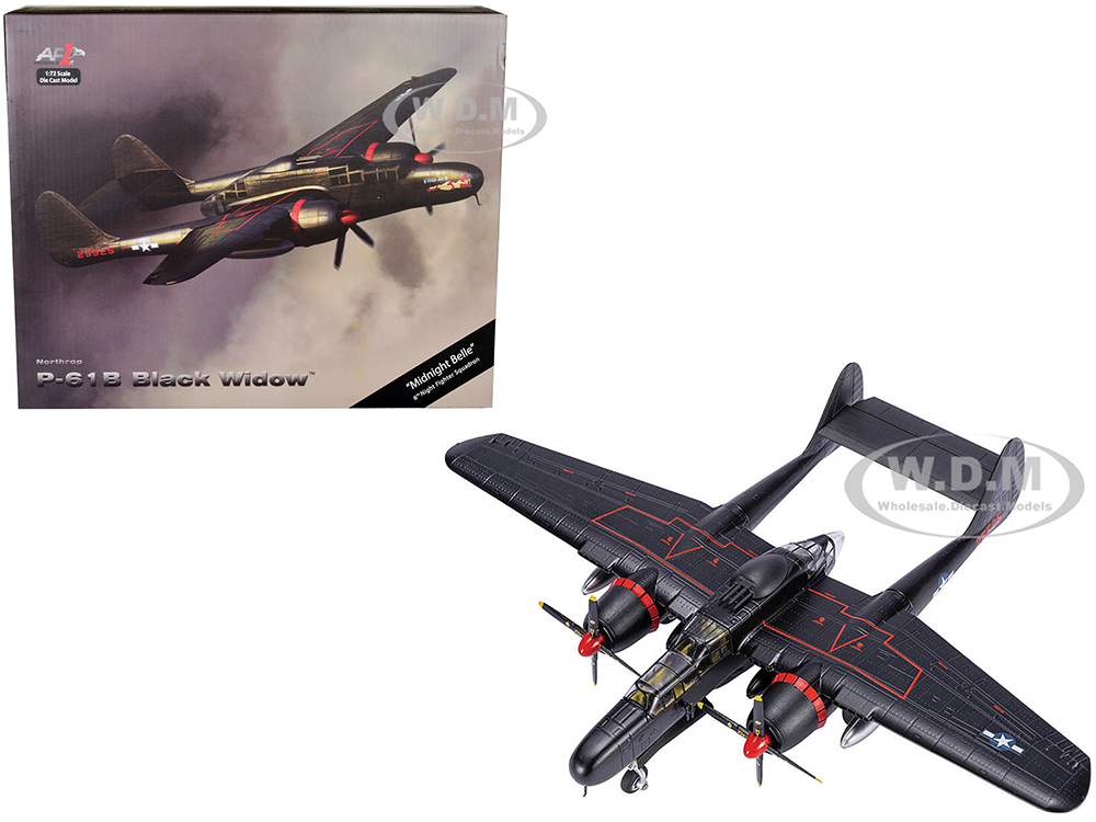 Northrop P-61B Black Widow Fighter Aircraft "Midnight Belle 6th Night Fighter Squadron" United States Army Air Forces 1/72 Diecast Model by Air Force