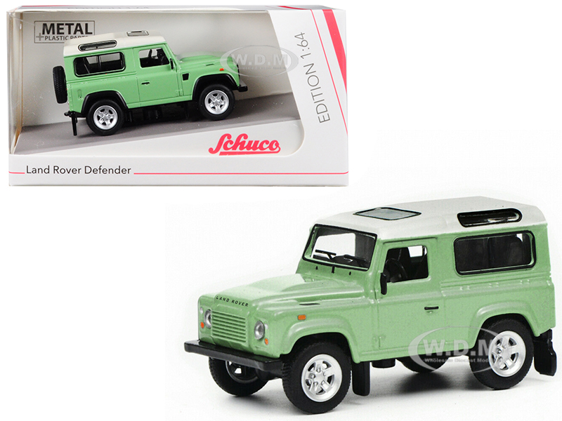 Land Rover Defender Green With White Top 1/64 Diecast Model Car By Schuco