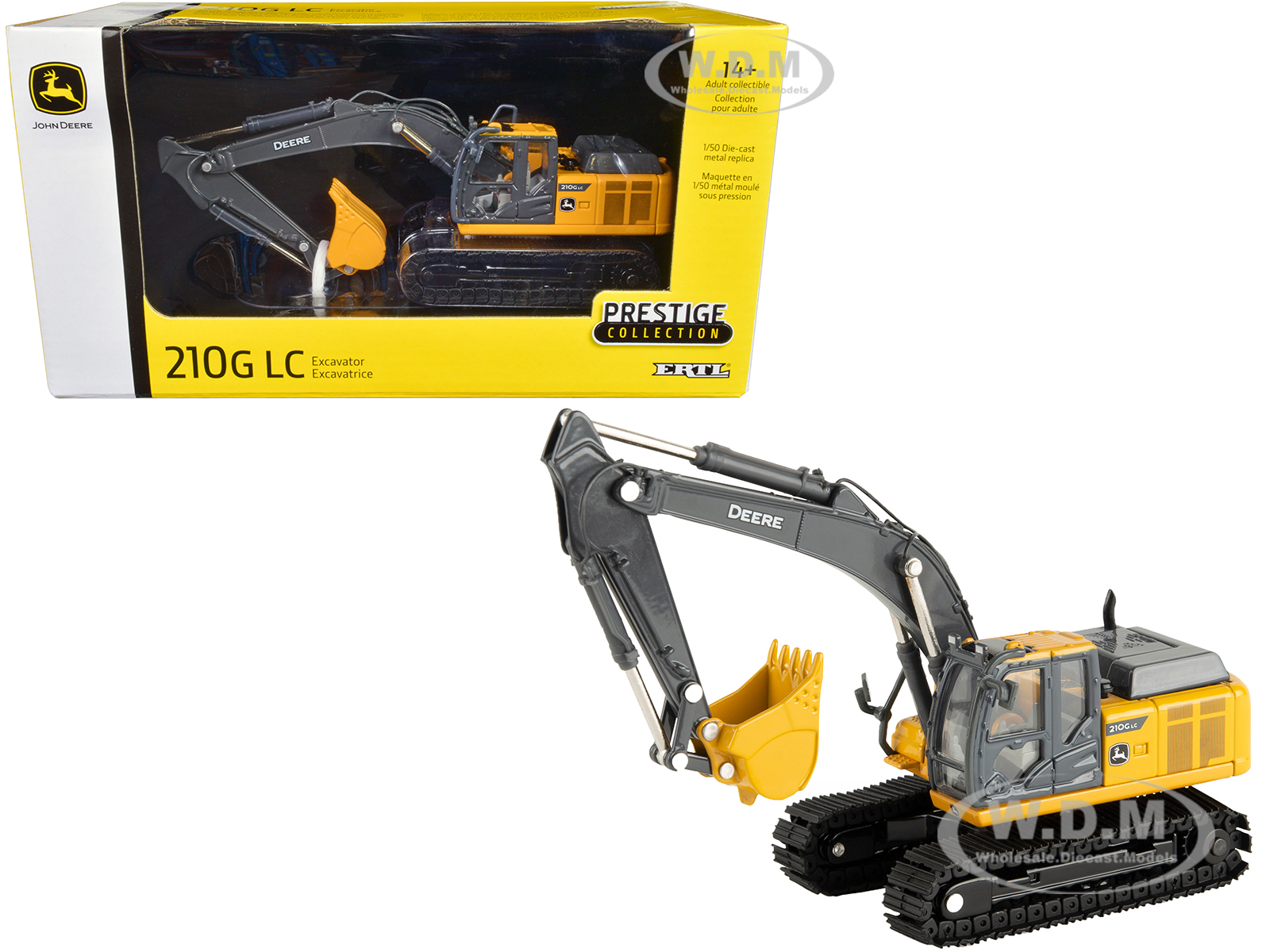 John Deere 210G LC Tracked Excavator Yellow Prestige Collection 1/50 Diecast Model by ERTL TOMY