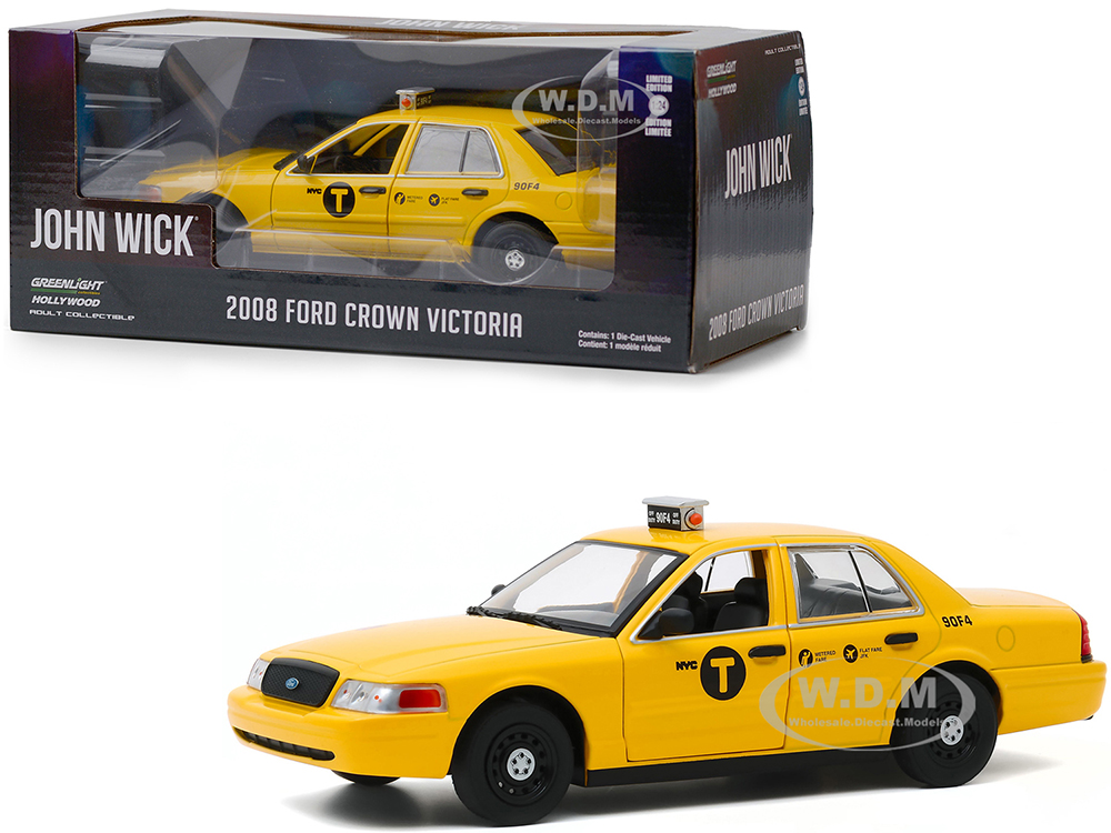 2008 Ford Crown Victoria "NYC Taxi" Yellow "John Wick Chapter 2" (2017) Movie 1/24 Diecast Model Car by Greenlight