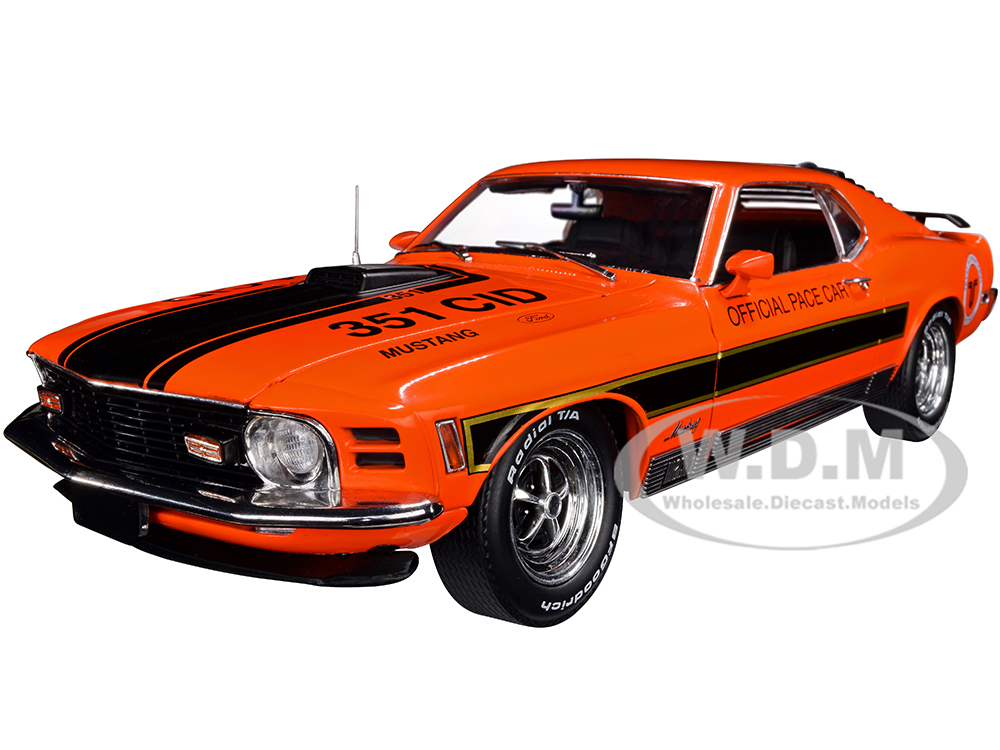 1970 Ford Mustang Mach 1 Orange with Black Stripes Official Pace Car "Texas International Speedway" (1 of 1 Produced) 1/18 Diecast Model Car by Highw