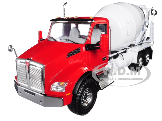 Image of Kenworth T880 with McNeilus Standard Mixer Red Cab/ White Body 1/34 Diecast Model by First Gear