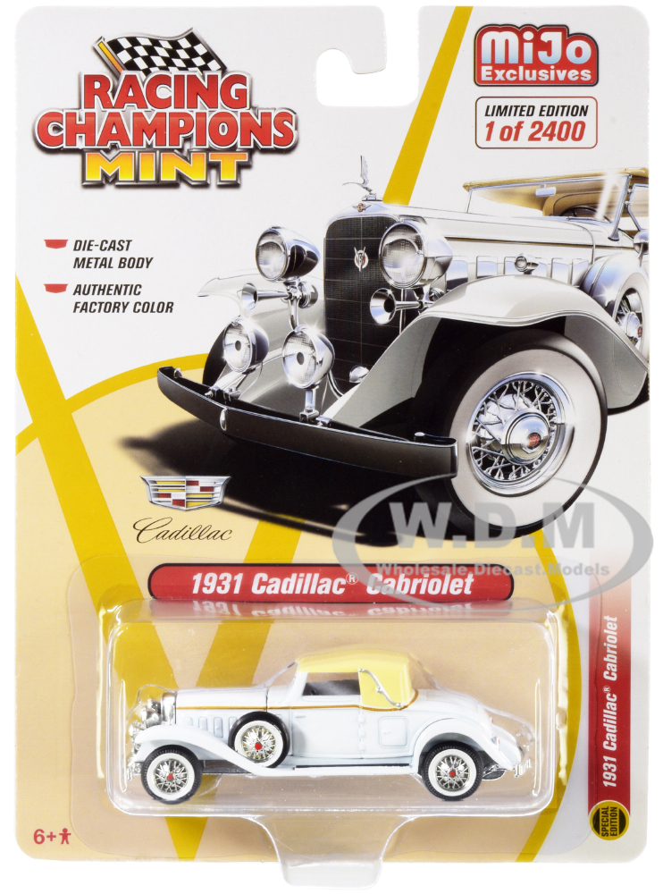 1931 Cadillac Cabriolet White With Cream Top Limited Edition To 2400 Pieces Worldwide 1/64 Diecast Model Car By Racing Champions