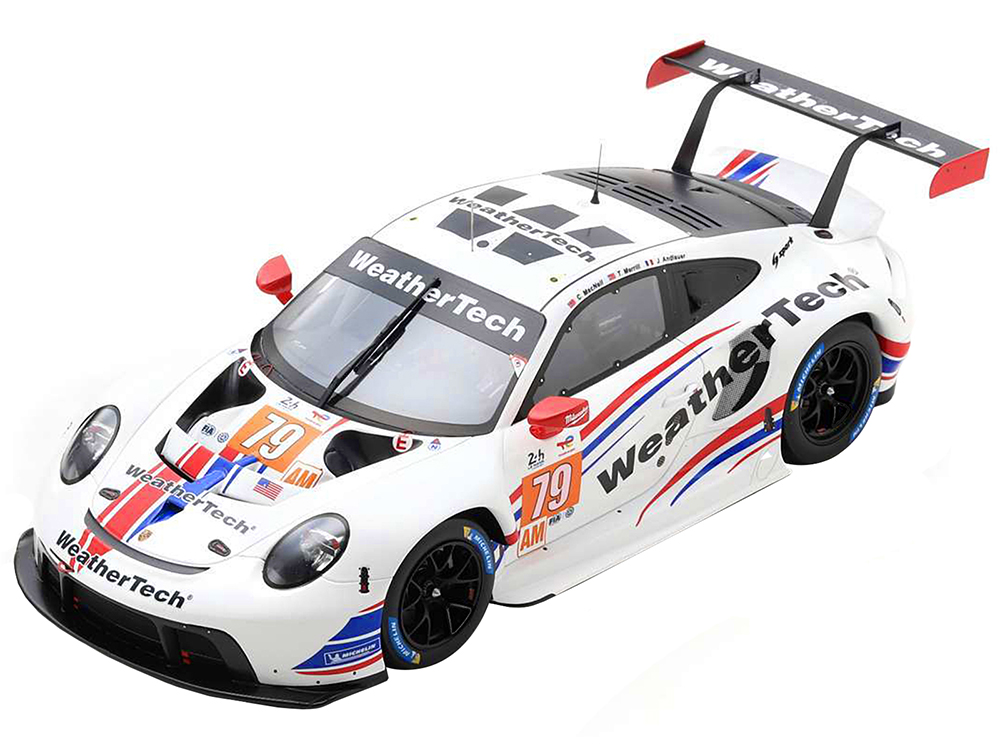 Porsche 911 RSR-19 #79 Cooper MacNeil - Julien Andlauer - Thomas Merrill WeatherTech Racing GTE Am 2nd Place 24 Hours of Le Mans (2022) with Acrylic Display Case 1/18 Model Car by Spark