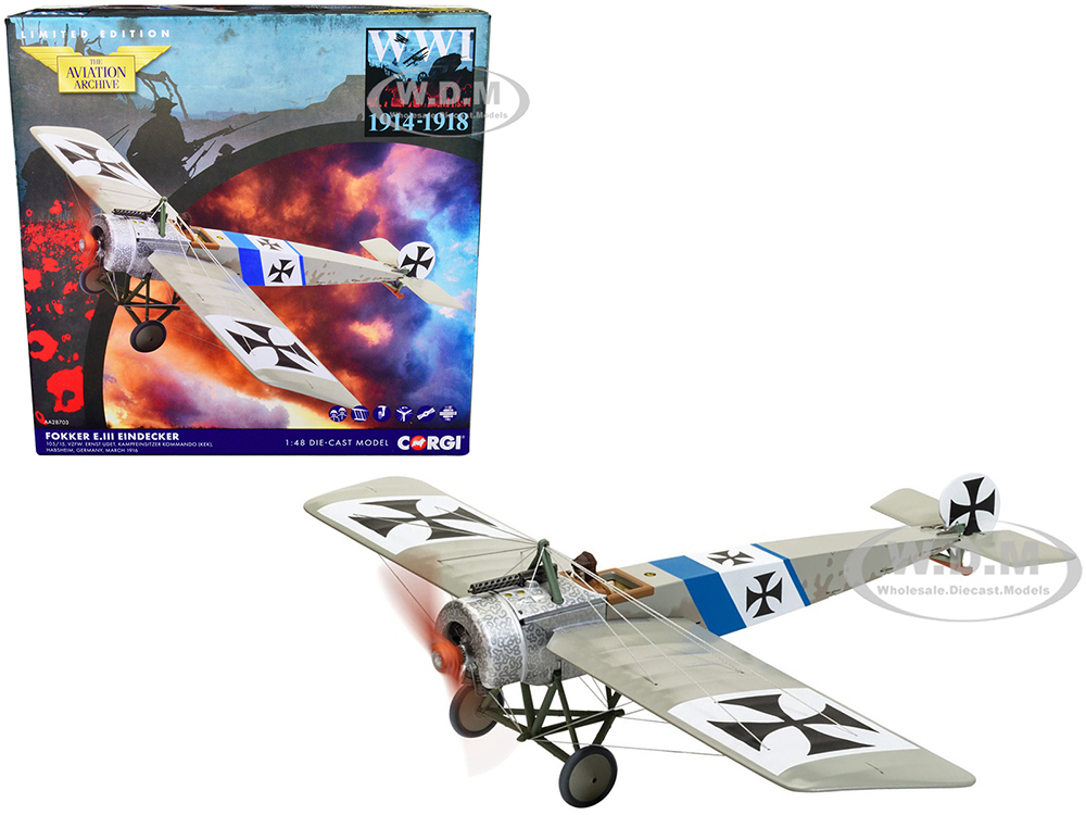 Fokker E.III Eindecker Fighter Aircraft Vzfw. Ernst Udet Kampfeinsitzer Kommando Germany (March 1916) The Aviation Archive Series 1/48 Diecast Model by Corgi