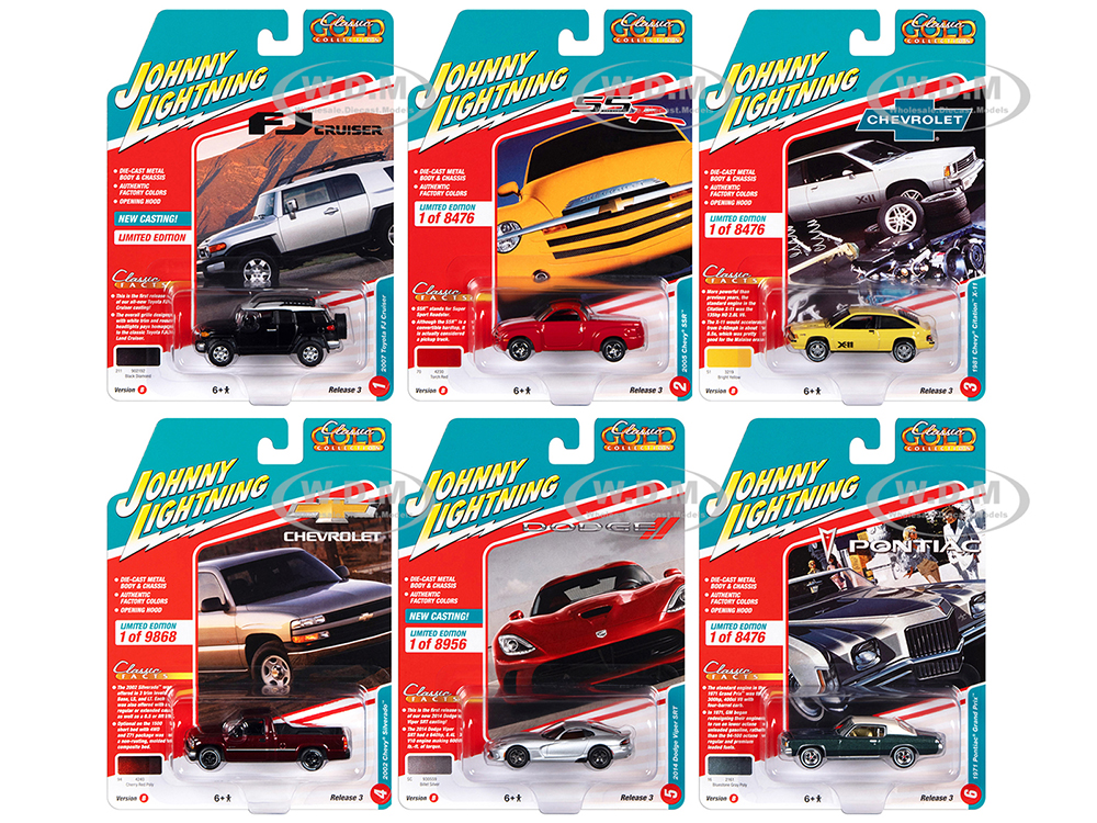 Classic Gold Collection 2022 Set B of 6 Cars Release 3 1/64 Diecast Model Cars by Johnny Lightning