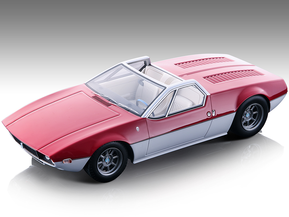 1966 De Tomaso Mangusta Spyder Red Metallic And Silver Limited Edition To 90 Pieces Worldwide 1/18 Model Car By Tecnomodel