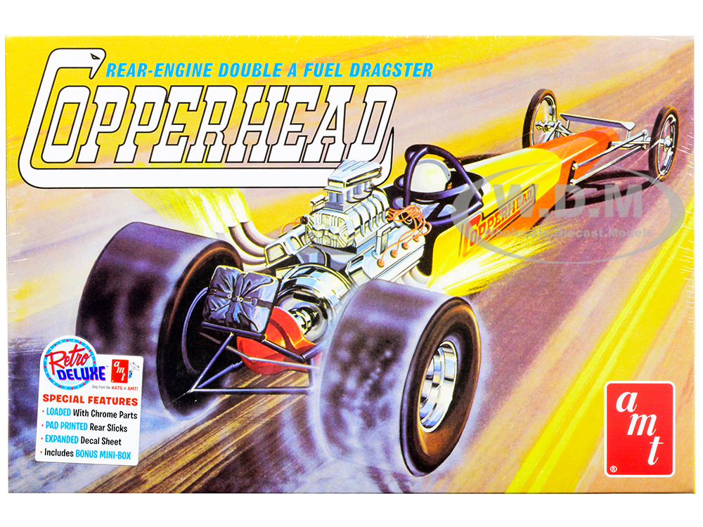 Skill 2 Model Kit 1934 Copperhead Rear-Engine Double A Fuel Dragster 1/25 Scale Model by AMT