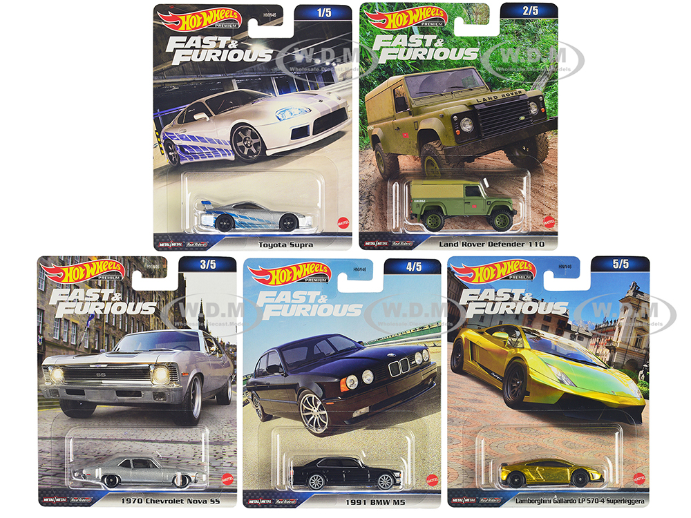 Fast & Furious 2023 5 Piece Set D Diecast Model Cars By Hot Wheels