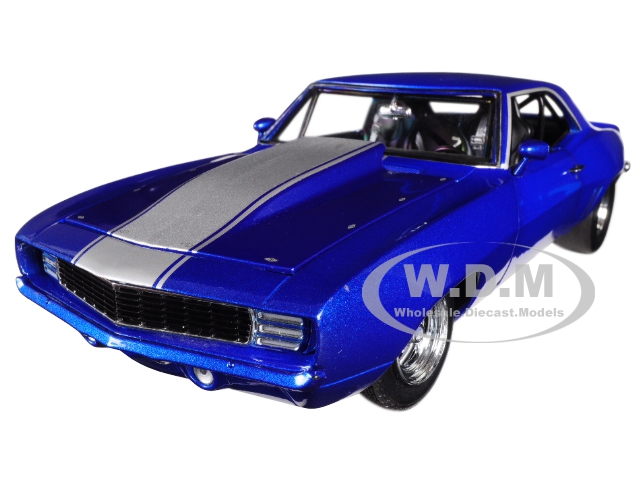 1969 Chevrolet Camaro 1320 Drag Kings Metallic Blue With White Stripe Limited Edition To 804 Pieces Worldwide 1/18 Diecast Model Car By Gmp