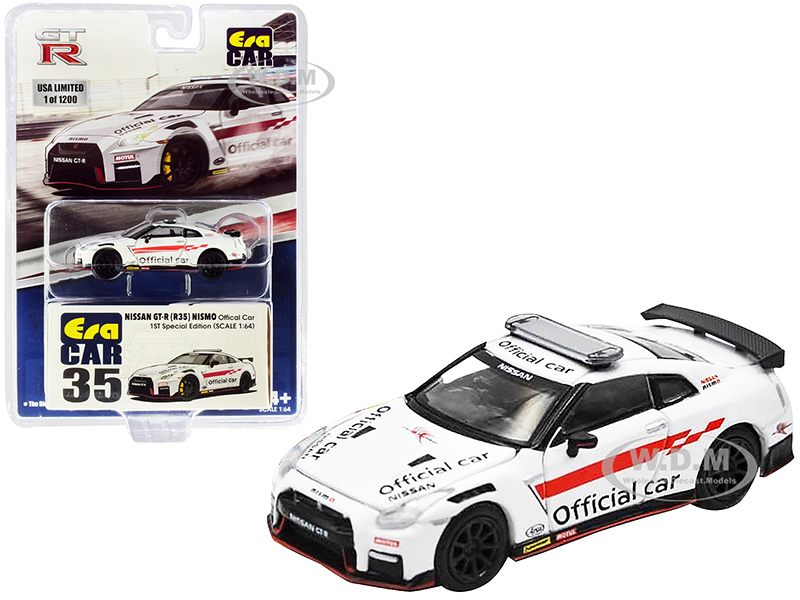 Nissan GT-R (R35) Nismo RHD (Right Hand Drive) "Official Car" White Limited Edition to 1200 pieces "Special Edition" 1/64 Diecast Model Car by Era Ca