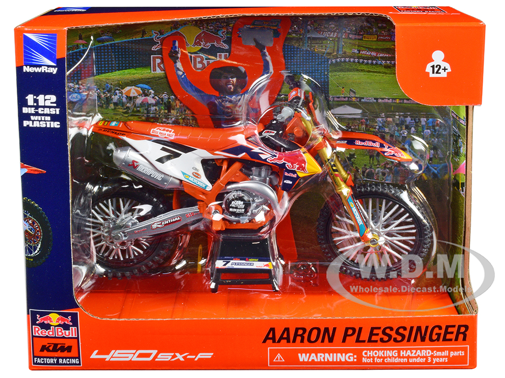 KTM 450 SX-F Motorcycle #7 Aaron Plessinger Red Bull KTM Factory Racing 1/12 Diecast Model by New Ray