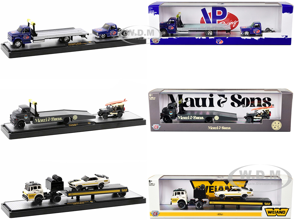 Auto Haulers Set of 3 Trucks Release 61 Limited Edition to 8400 pieces Worldwide 1/64 Diecast Model Cars by M2 Machines