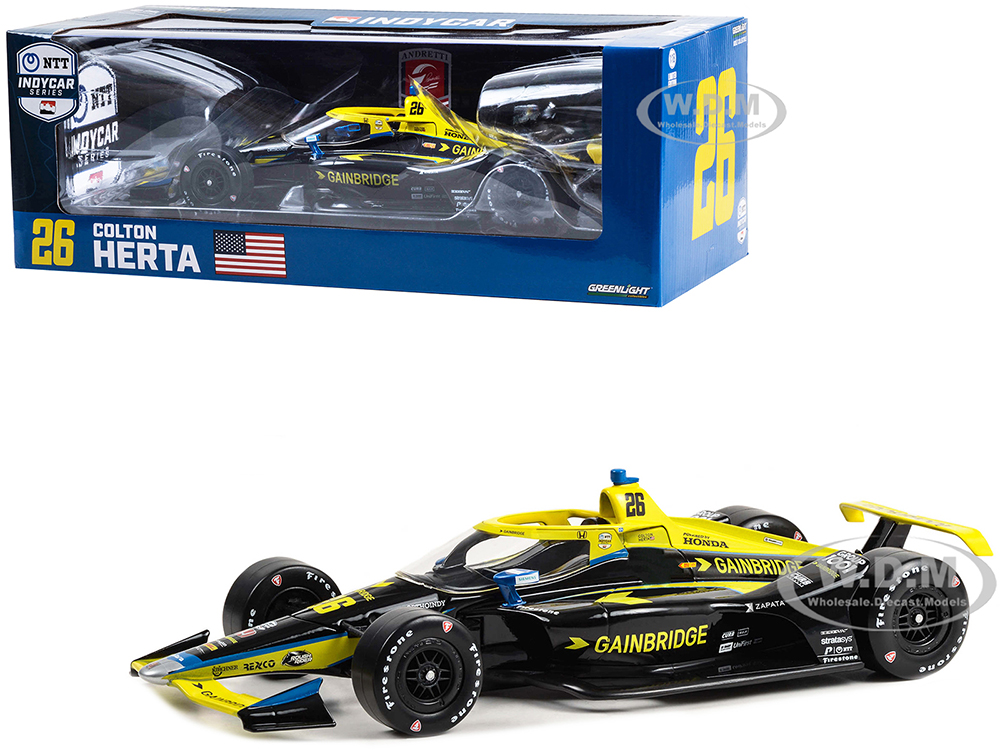 Dallara IndyCar 26 Colton Herta "Gainbridge" Andretti Autosport "NTT IndyCar Series" (2023) 1/18 Diecast Model Car by Greenlight