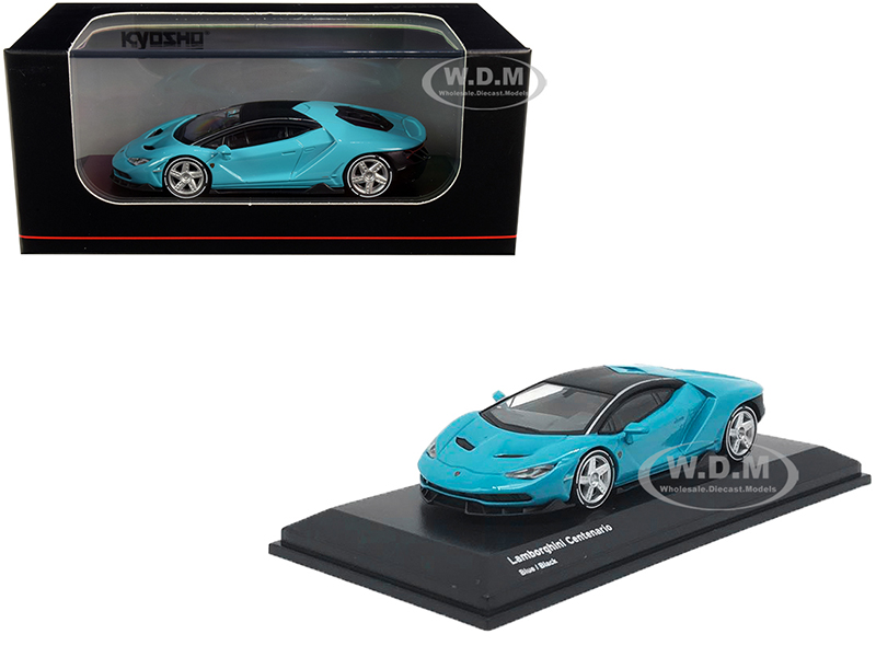 Image of Lamborghini Centenario Light Blue with Black Top 1/64 Diecast Model Car by Kyosho