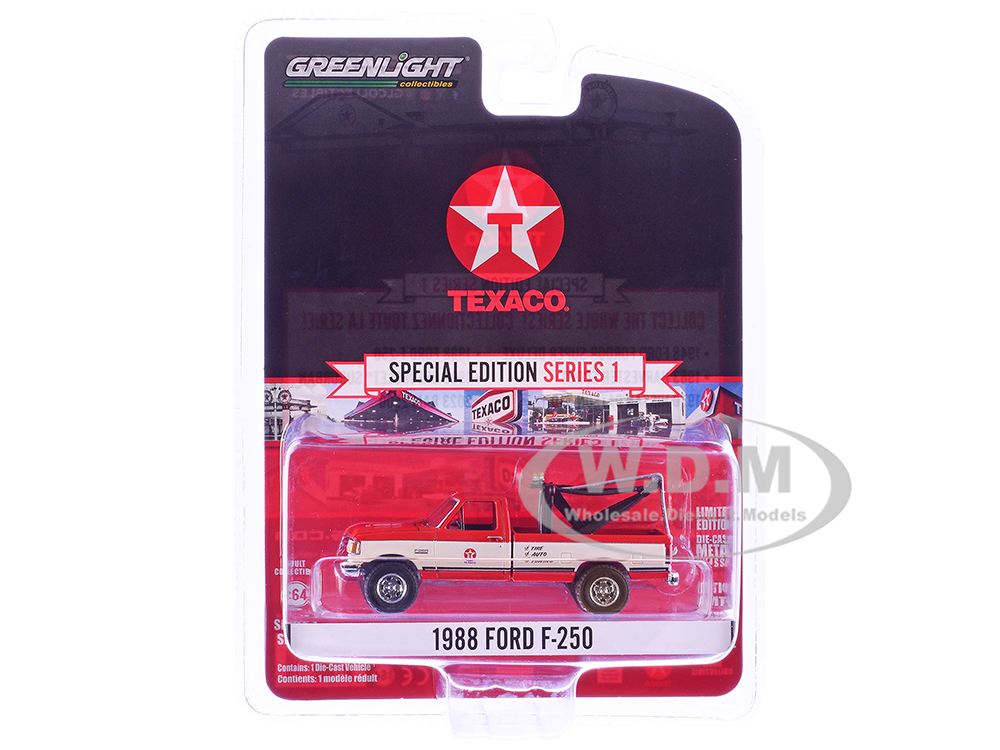 1988 Ford F-250 Tow Truck "Texaco" Red and White "Texaco Special Edition" Series 1 1/64 Diecast Model Car by Greenlight