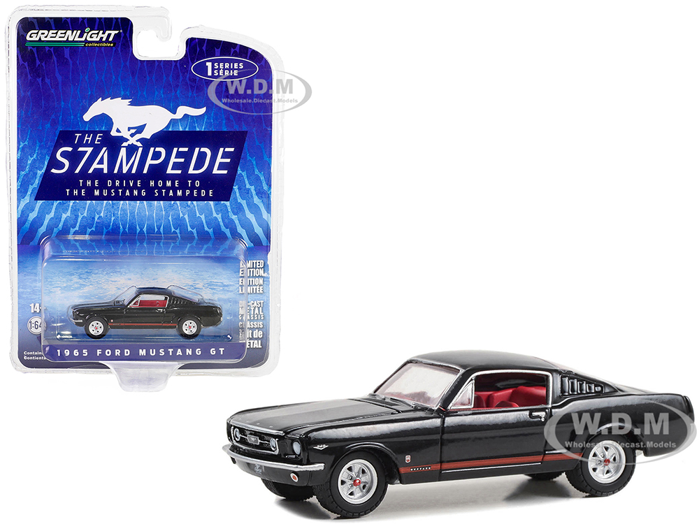1965 Ford Mustang GT Raven Black with Red Stripes and Red Interior 