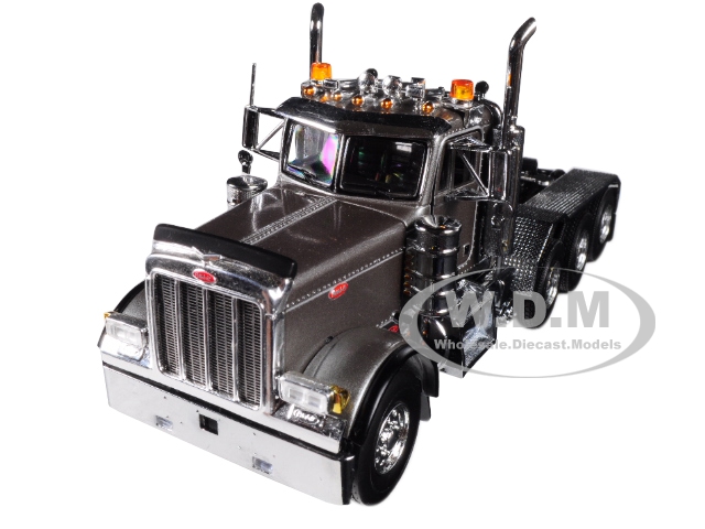 Peterbilt 379 8X4 4 Axle Tractor Day Cab Silver 1/50 Diecast Model by WSI Models