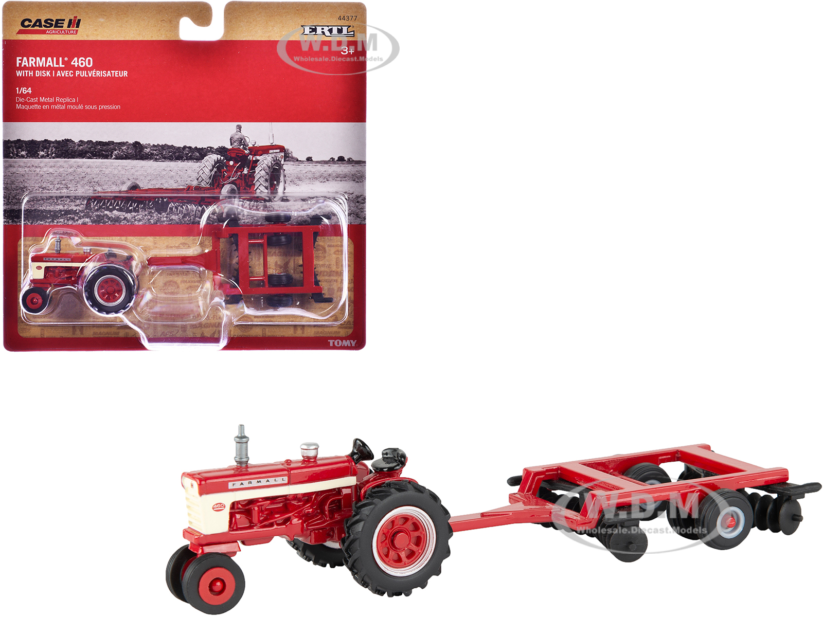 Farmall 460 Tractor Red with Disk "Case Agriculture" Series 1/64 Diecast Model by ERTL TOMY