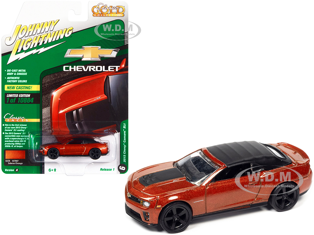 2013 Chevrolet Camaro ZL1 Convertible (Top Up) Inferno Orange Metallic with Black Top "Classic Gold Collection" Series Limited Edition to 10884 piece