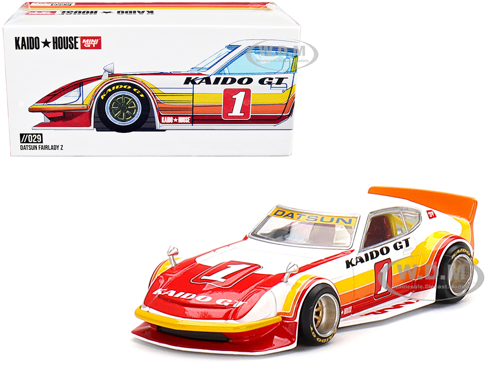 Datsun Fairlady Z Kaido GT V1 RHD (Right Hand Drive) #1 White with Stripes (Designed by Jun Imai) Kaido House Special 1/64 Diecast Model Car by Mini GT