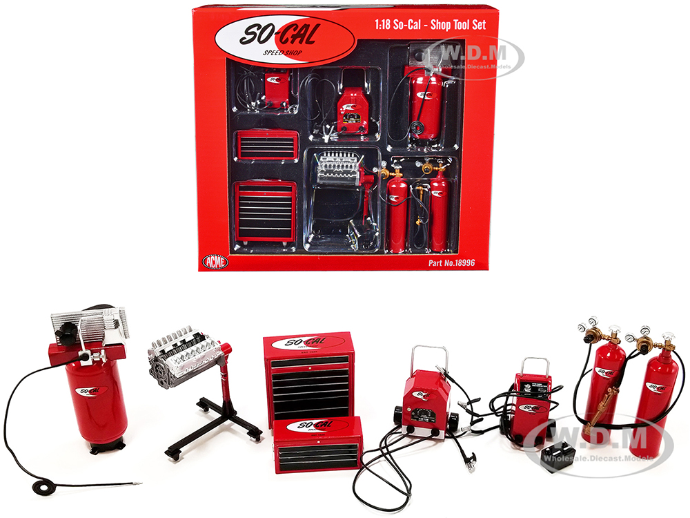 Garage Shop Tools 1 "So-Cal Speed Shop" Set of 6 pieces 1/18 Diecast Replica by ACME