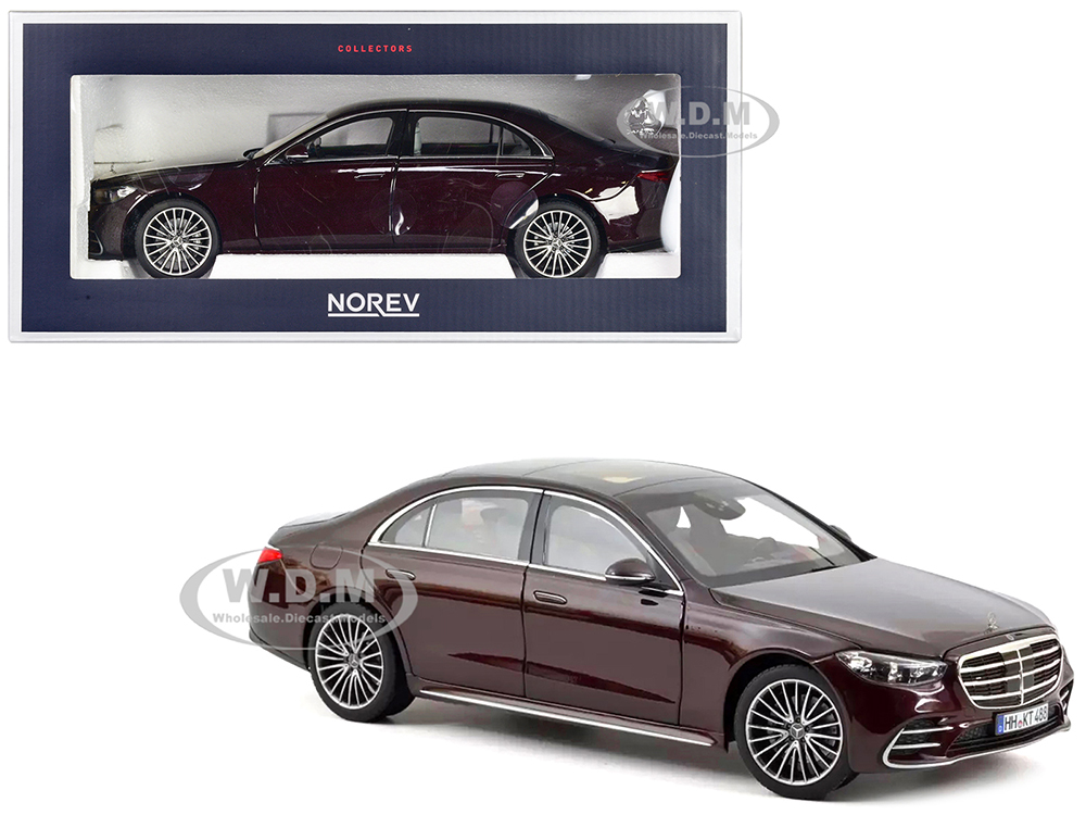 2021 Mercedes-Benz S-Class AMG-Line Dark Red Metallic 1/18 Diecast Model Car by Norev