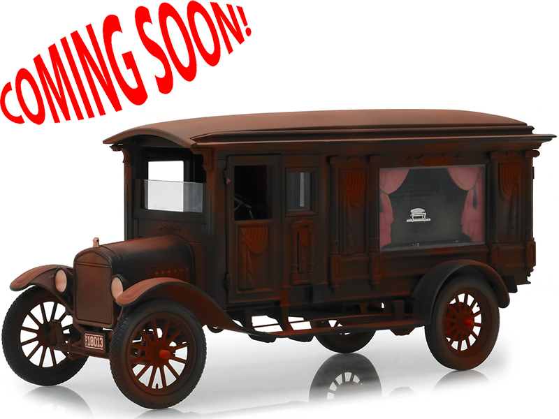 1921 Ford Model T Ornate Carved Hearse Unrestored Barn Find with Black Coffin Precision Collection 1/18 Diecast Model Car by Greenlight