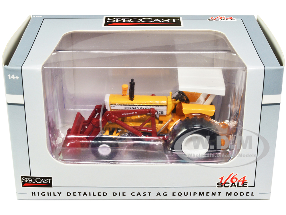 Minneapolis Moline G750 Wide Front Tractor with Loader Yellow 1/64 Diecast Model by SpecCast
