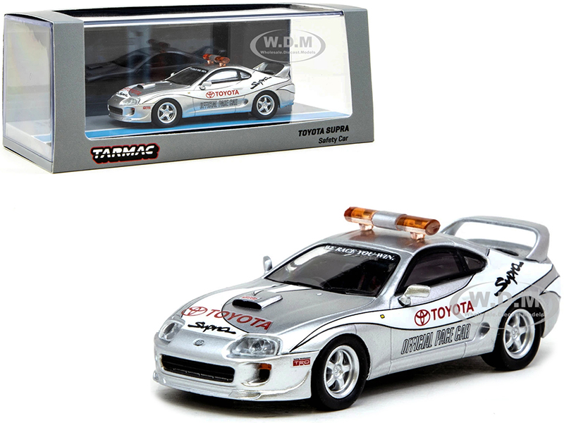 Toyota Supra Safety Car "Official Pace Car" Silver 1/64 Diecast Model Car by Tarmac Works