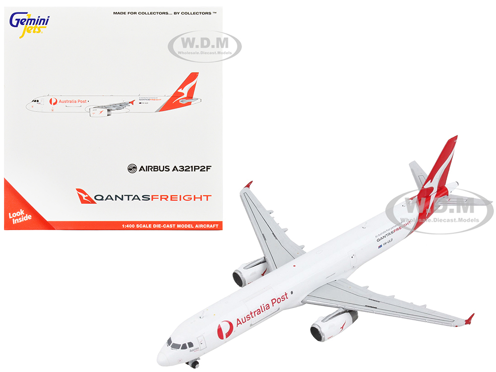 Airbus A321P2F Commercial Aircraft "Qantas Freight - Australia Post" White with Red Tail 1/400 Diecast Model Airplane by GeminiJets