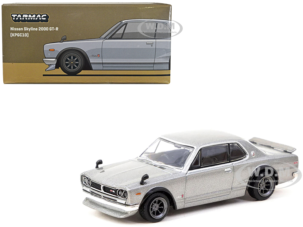 Nissan Skyline 2000 GT-R (KPGC10) RHD (Right Hand Drive) Silver Metallic Global64 Series 1/64 Diecast Model Car by Tarmac Works