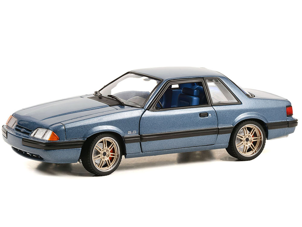 1989 Ford Mustang 5.0 LX Shadow Blue Metallic with Custom 7-Spoke Wheels and Blue Interior Detroit Speed Inc. Limited Edition to 996 pieces Worldwide 1/18 Diecast Model Car by GMP