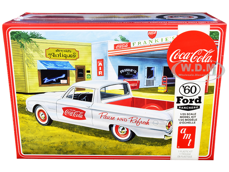 Skill 3 Model Kit 1960 Ford Ranchero With Vintage Ice Chest And Two Bottle Crates Coca-Cola 1/25 Scale Model By AMT