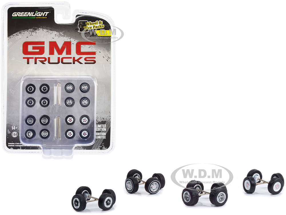"GMC Trucks" Wheels and Tires Multipack Set of 24 pieces "Wheel &amp; Tire Packs" Series 6 1/64 Scale Models by Greenlight