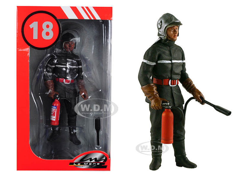 Image of Jean-Luc French Fireman with Fire Extinguisher Figurine for 1/18 Model Cars by Lemans Miniatures